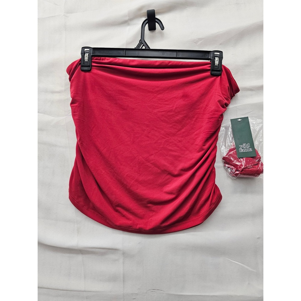 Wild Fable Womens Ruched Tube Top Red Polyester Blend Casual Size XL